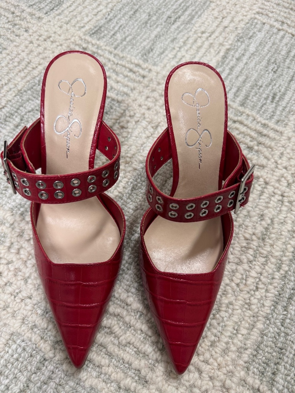 Jessica Simpson Farzan Red Muse Croc Heels-Size 11
